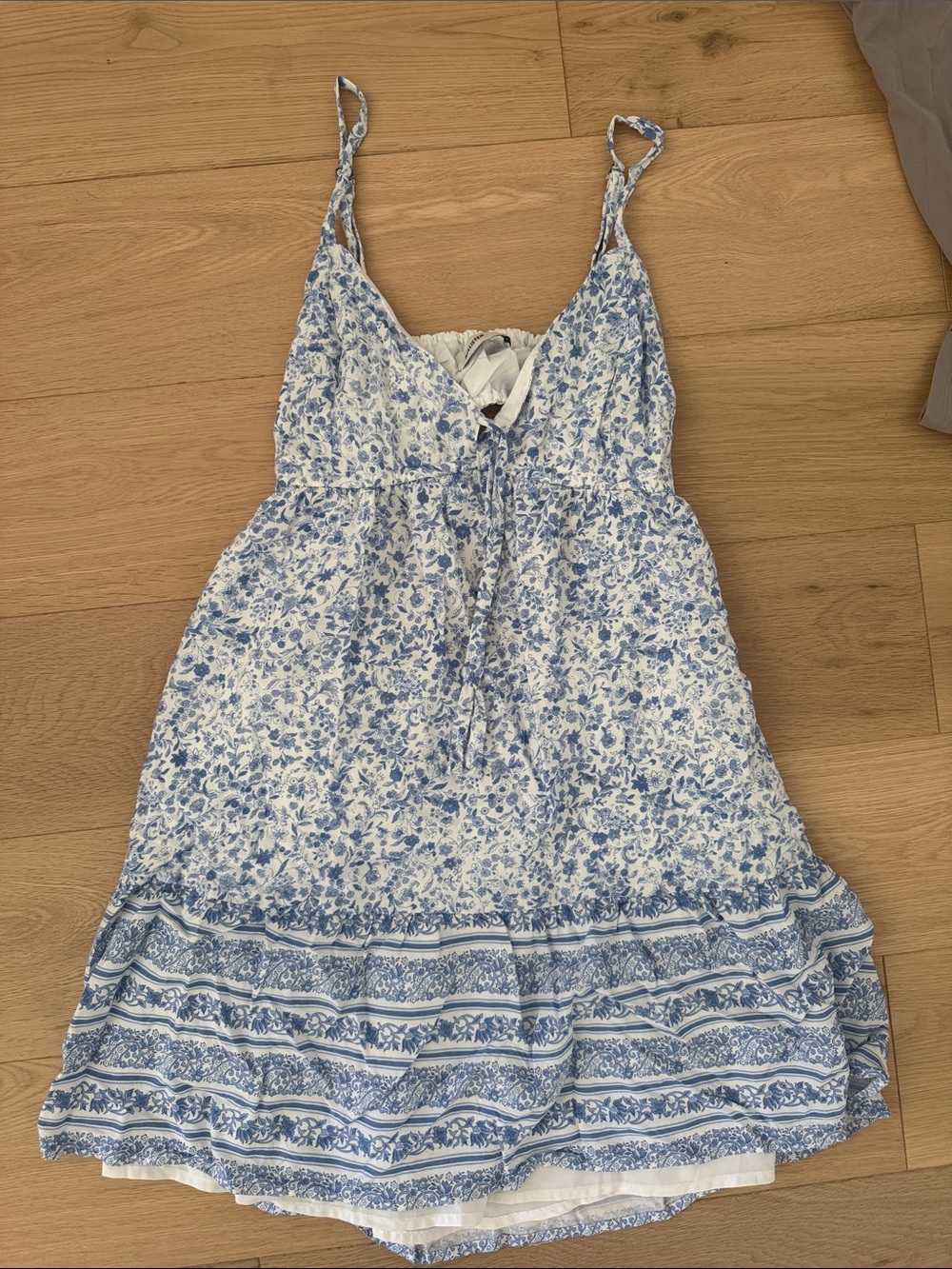 Blue and White Hollister Floral Strappy Sundress